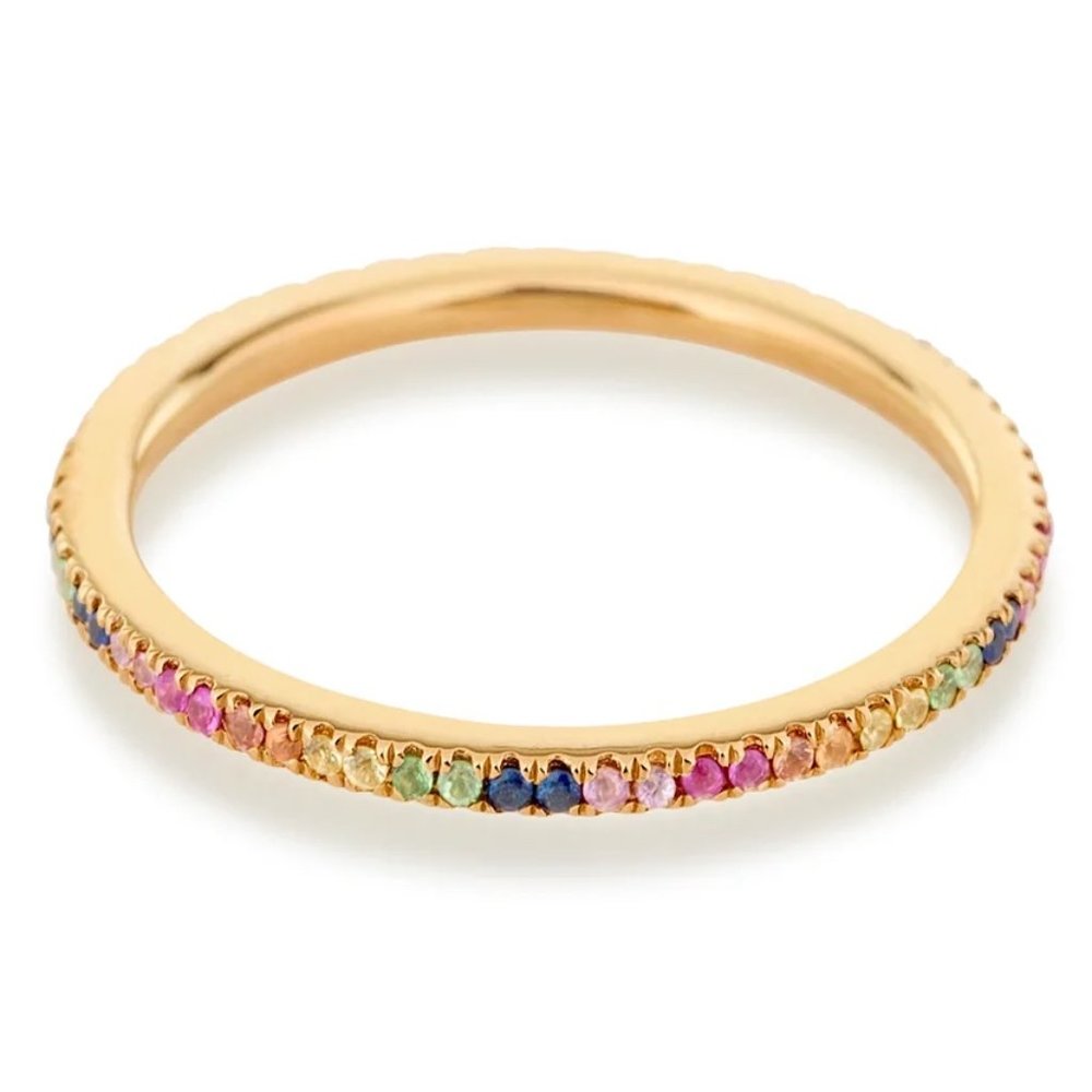 Rainbow Sapphire Pave Eternity Band